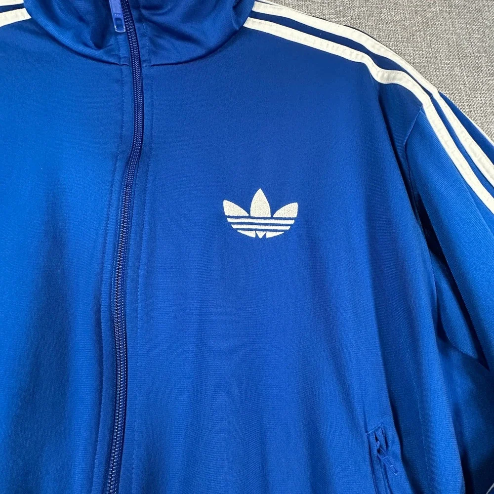 Adidas Track Jacket Mens Medium Blue Firebird Trefoil Full Zip Y2K Blokecore